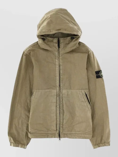 Stone Island - hooded regular jacket elastic cuffs pocket