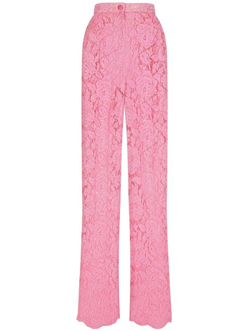 Floral lace tailored trousers - Pink