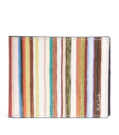 Leather Painted Stripe Bifold Wallet