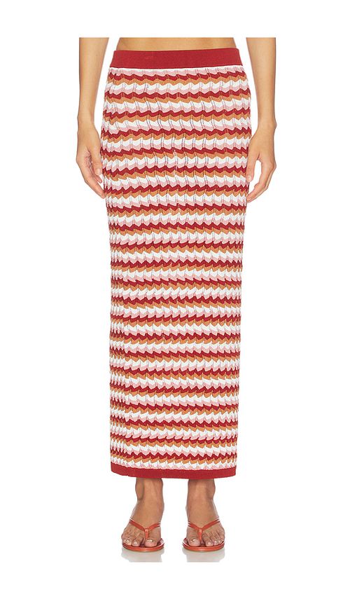 Ronny Kobo Drake Knit Skirt in Rust,White. L. Also in XS