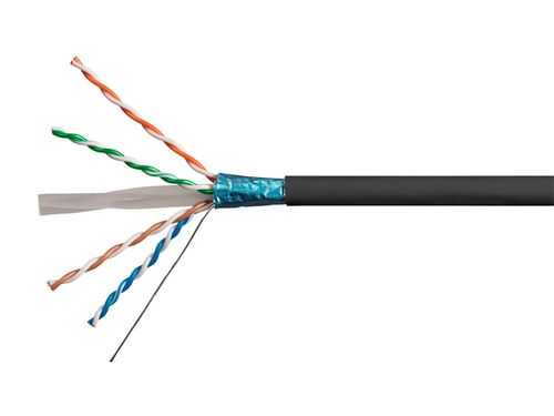 Cat6 1000ft Black CMR Bulk Cable, Shielded (F/UTP), Solid (w/spine), 23AWG, 550MHz, Pure Bare Copper, Spool in Box, No Logo, Bulk Ethernet C