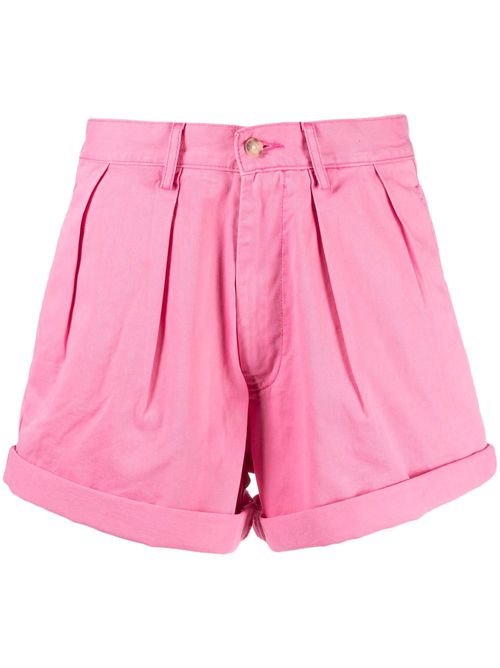 Pleated cotton mini shorts - Pink