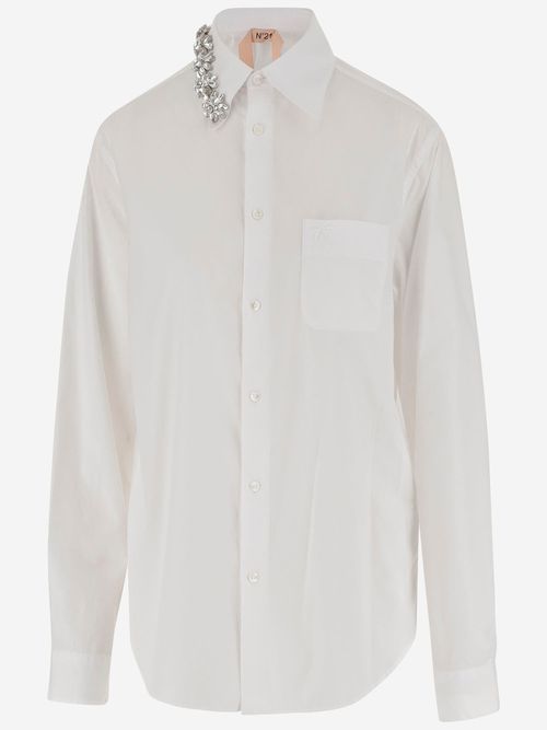 Cotton Shirt With Floral Decoration