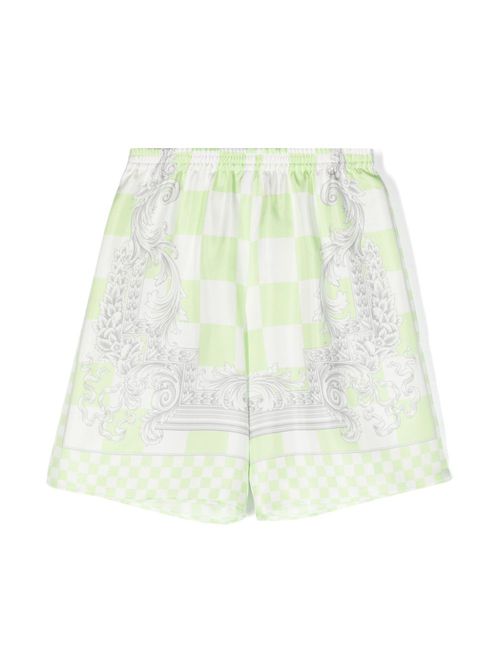 Check-pattern silk shorts - Green