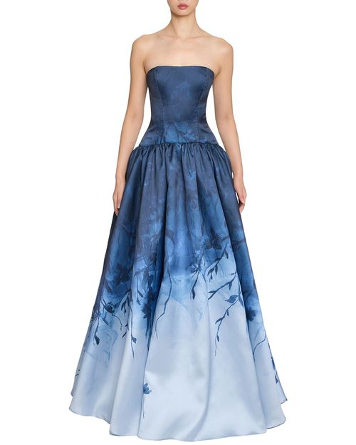 Floral Printed Mikado Gown