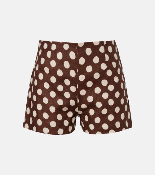 Lila polka-dot linen shorts
