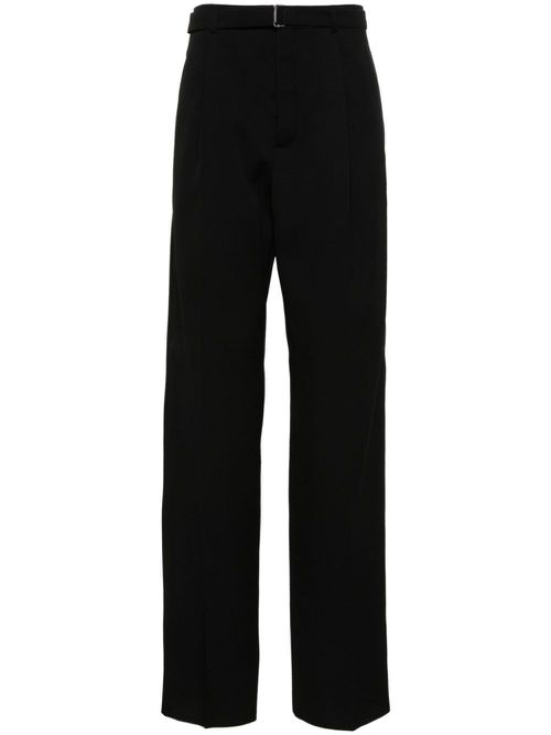 Pleat-detail wool trousers - Black