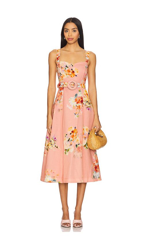 HEMANT AND NANDITA Midi Dress With Buckle Belt in Rose. Größe XXS. Also in