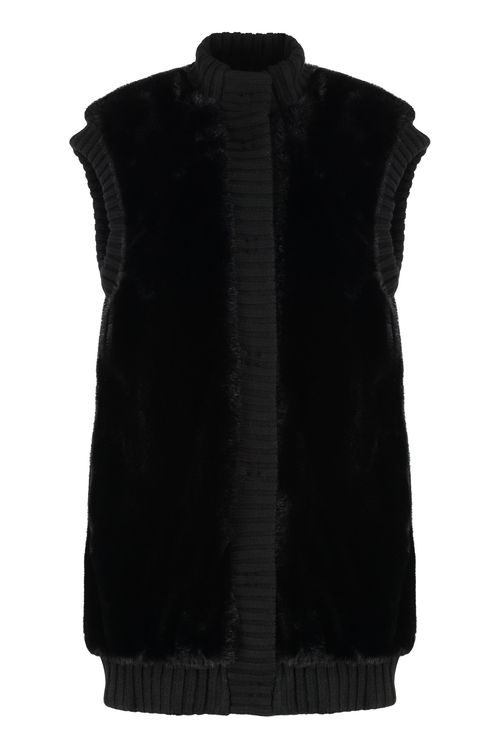 Fur-Effect Vest — Black