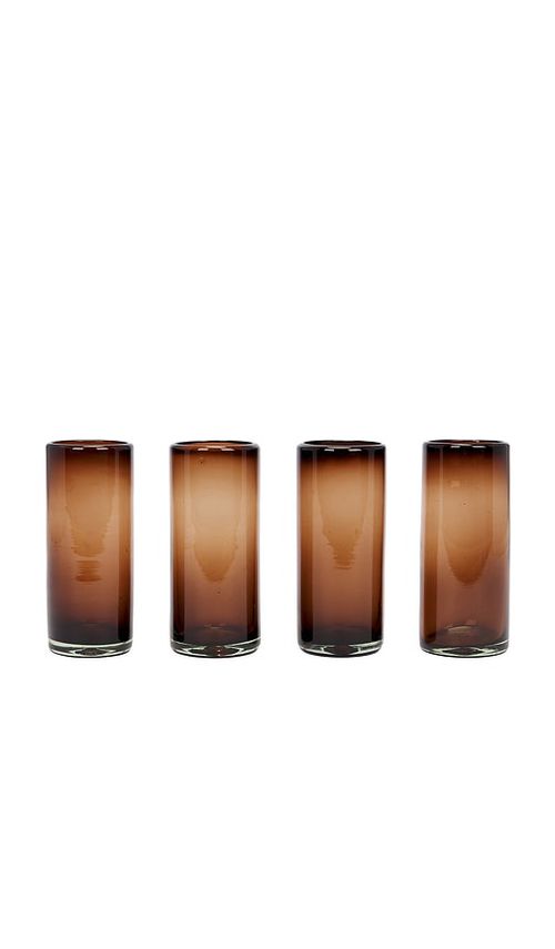 Verve culture juego de 4 vasos altos de tamarindo set of 4 tamarind high ball glass en color marrón  a