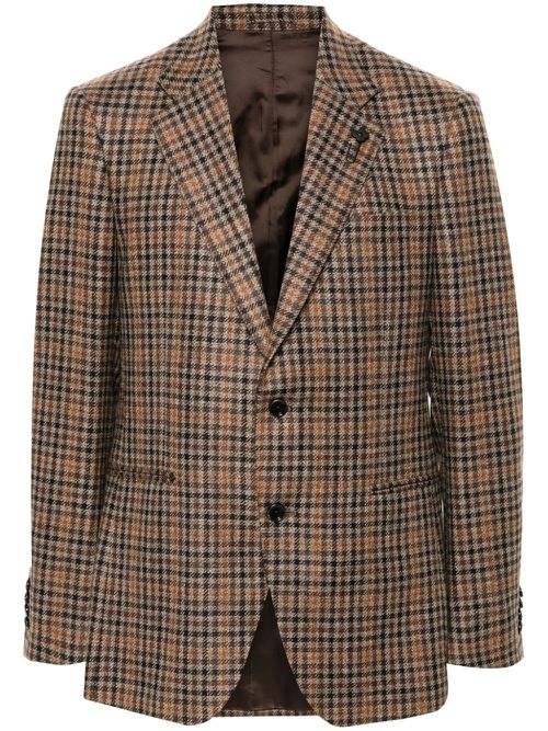 Houndstooth-pattern single-breasted blazer - Neutrals