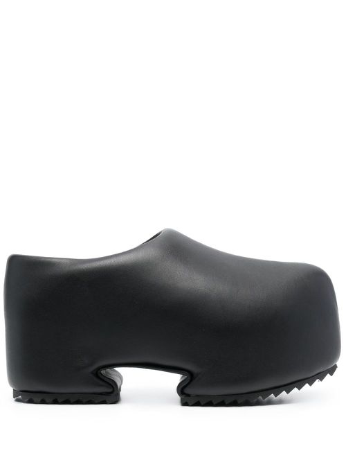 Almond-toe faux-leather platform clogs - Black