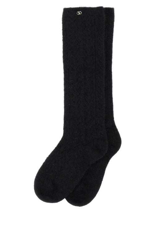Mohair-Blend Crew Socks — Black