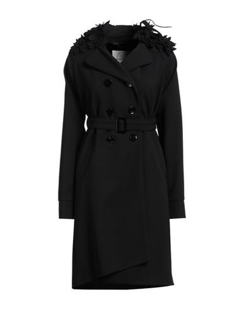 Woman Overcoat & Trench Coat Black Size 4 Viscose, Virgin Wool, Metal
