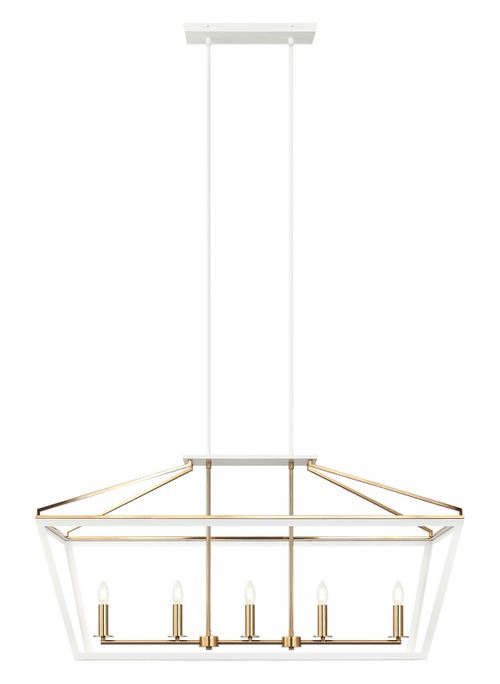 Mavonshire 5-Light Chandelier in White with Aged Gold Bra