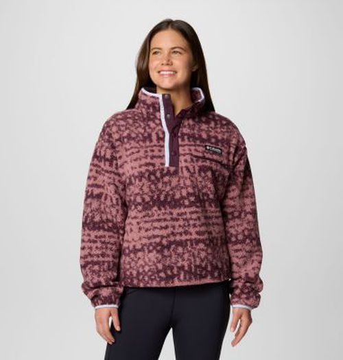 Women's Helvetia  II Printed Cropped Half Snap Fleece Pullover-