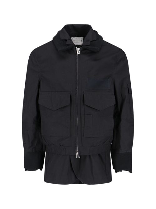 Sculpted Wool-Blend Jacket with Acrylic Parts and Nylon Lining