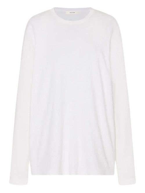 Frayed hem long-sleeve top - White