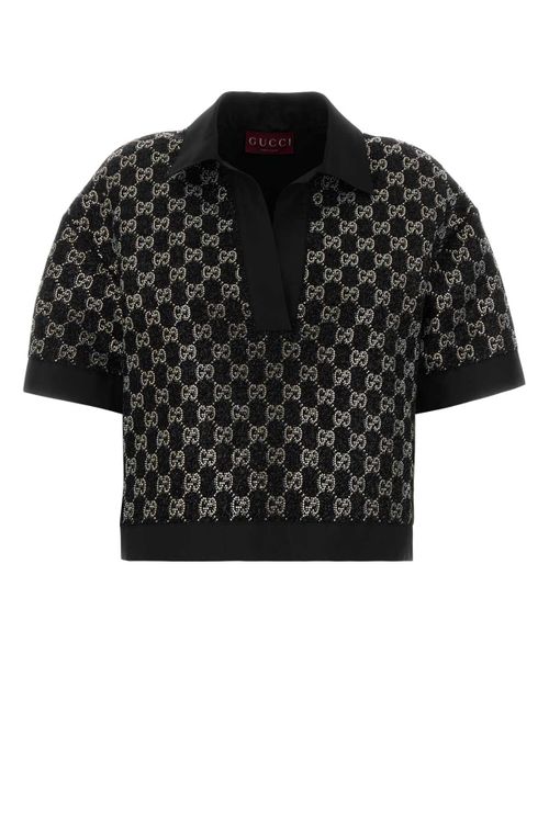 Logo-Jacquard Boucle Polo Shirt — Black