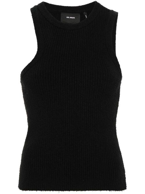 Ribbed-knit asymmetric tank top - Black
