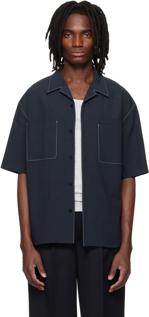 Navy Camp Collar Shirt