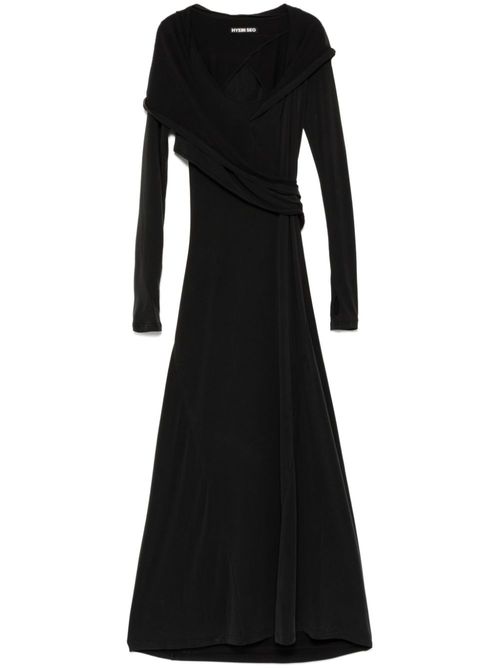 Hooded long dress - Black