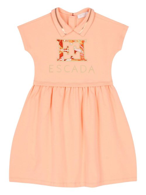 Escada Kids logo-embroidered collared dress - Pink