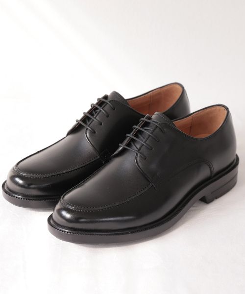Casual U-tip Black Derby Shoes