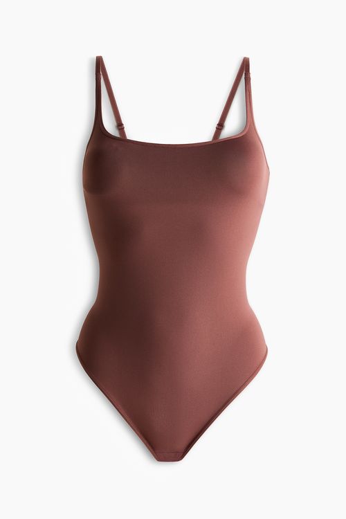 Seamless Padded Cup G-string Bodysuit - Brown