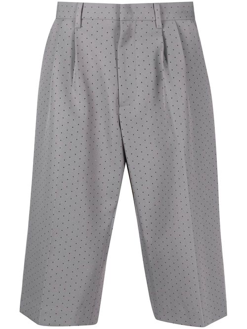 Perforated-detail tailored shorts - Grey