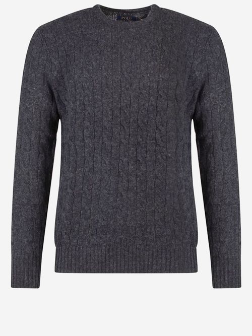 Cable-Knit Wool and Cashmere Sweater — Gray