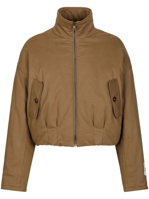 Logo-patch padded jacket - Brown