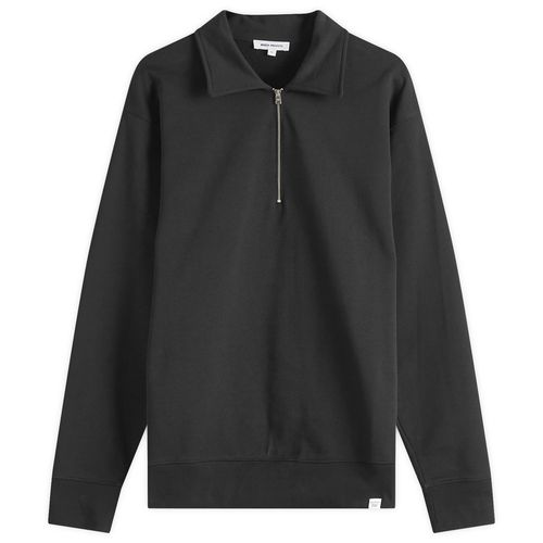 Norse Projects Men's Ketel Relaxed Logo Half Zip Sweatshirt in Black