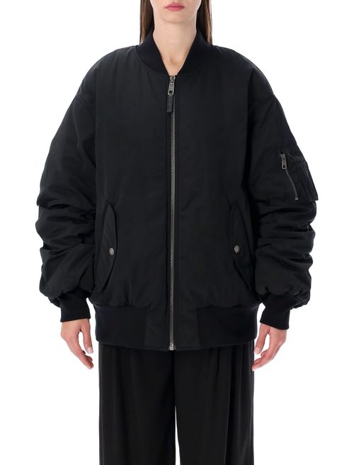 Padded Technical Fabric Bomber Jacket with Tag