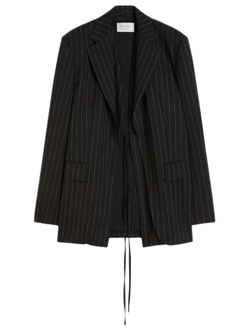 Lapel Neckline Double-Front Jacket with Side Flap Pockets