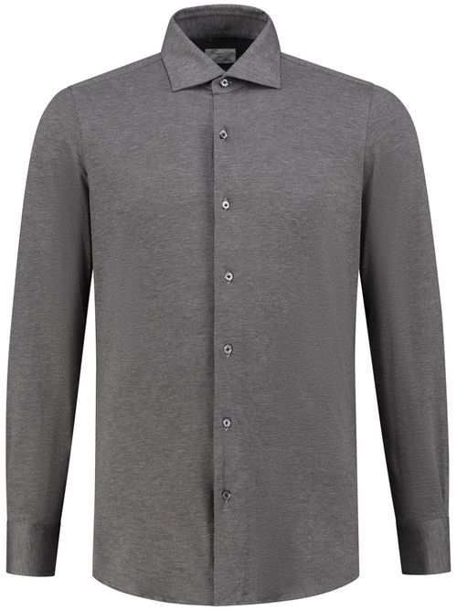 Long-sleeved cotton-blend shirt - Grey