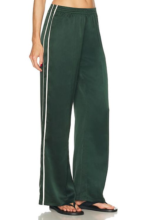 THE UPSIDE Marnie Silk Track Pant in Jungle Green - Dark Green. L also in M