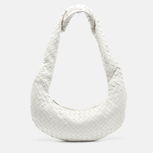 Bottega Veneta White Intrecciato Leather Hobo