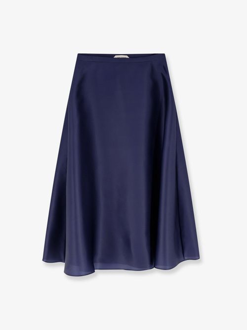 Silk Flared Skirt — Navy