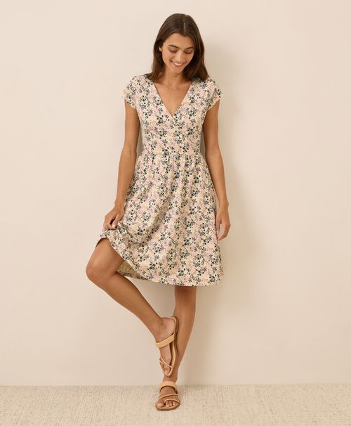 Women's Bouquet Blooms Sandshell Fit & Flare Crossover Dre