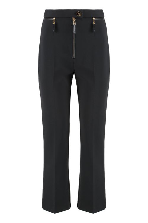 Double Crepe Trousers with Tonal Piping & Enamel Logo Button