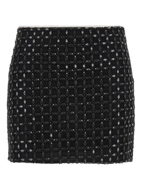 Sequin Embroidered Mini Skirt with Zip Fastening