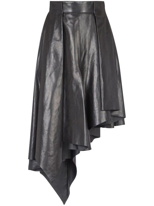 Asymmetric leather skirt - Black