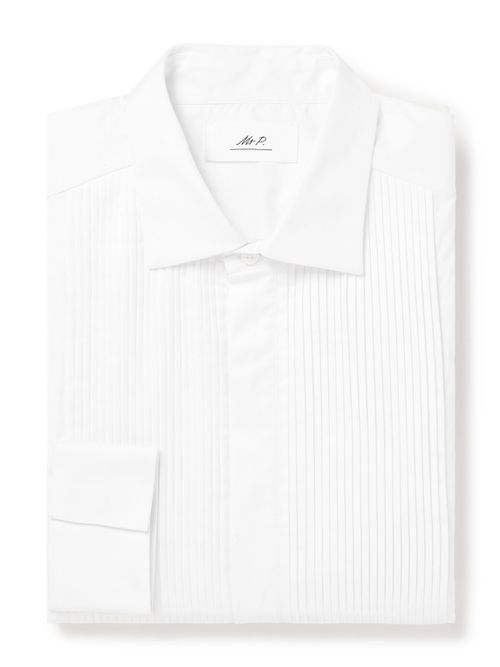 Pleated Cotton-Poplin Tuxedo Shirt
