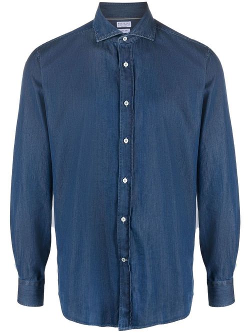 Long-sleeved cotton shirt - Blue