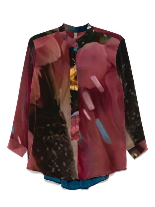 YAVI abstract-pattern blouse - Red