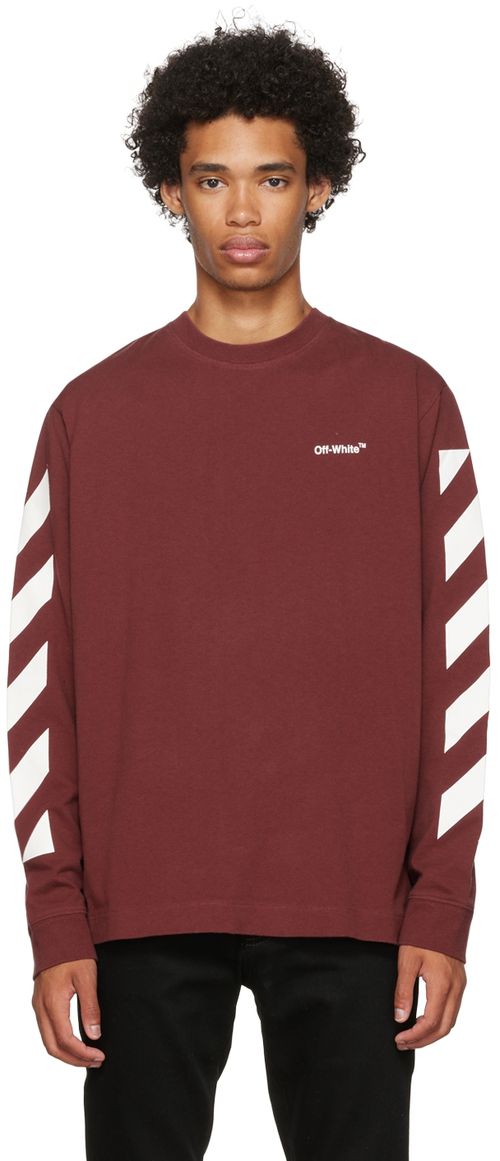 Burgundy Diag Long Sleeve T-Shirt
