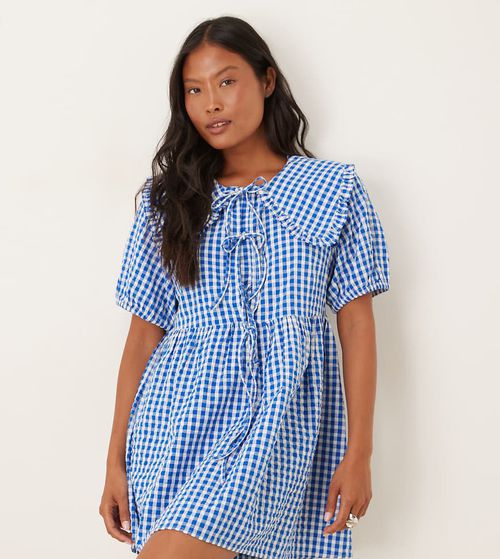 Nobody's Child Petite Blaze collar mini dress in blue gingham
