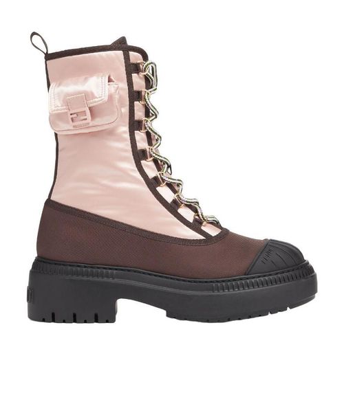 Pink nylon biker boots