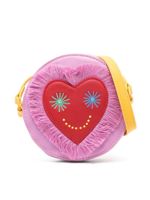 Heart-patch circular crossbody bag - Pink